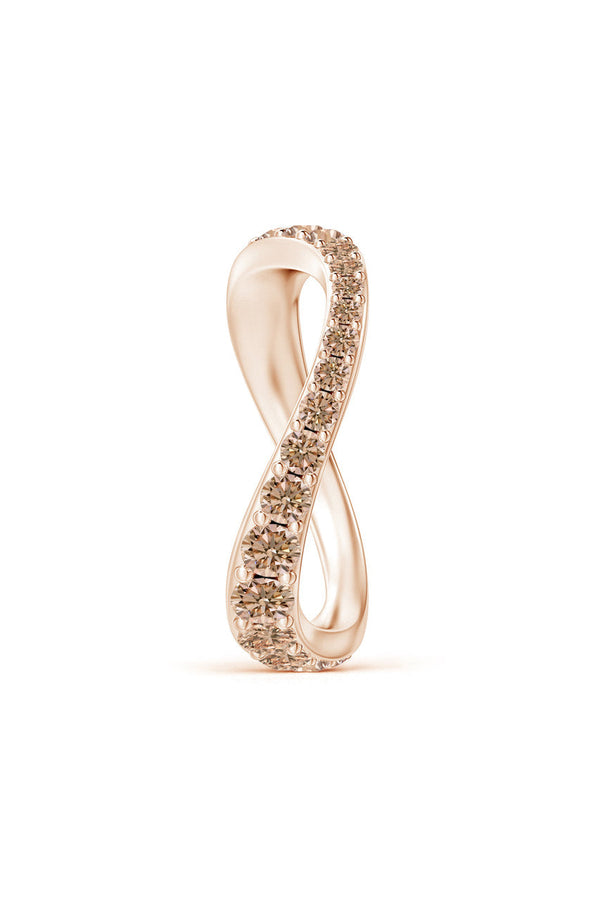 Natori Shangri-La Brushstroke 14K Gold And Coffee Diamond Full Eternity Stacking Ring 14K Rose Gold