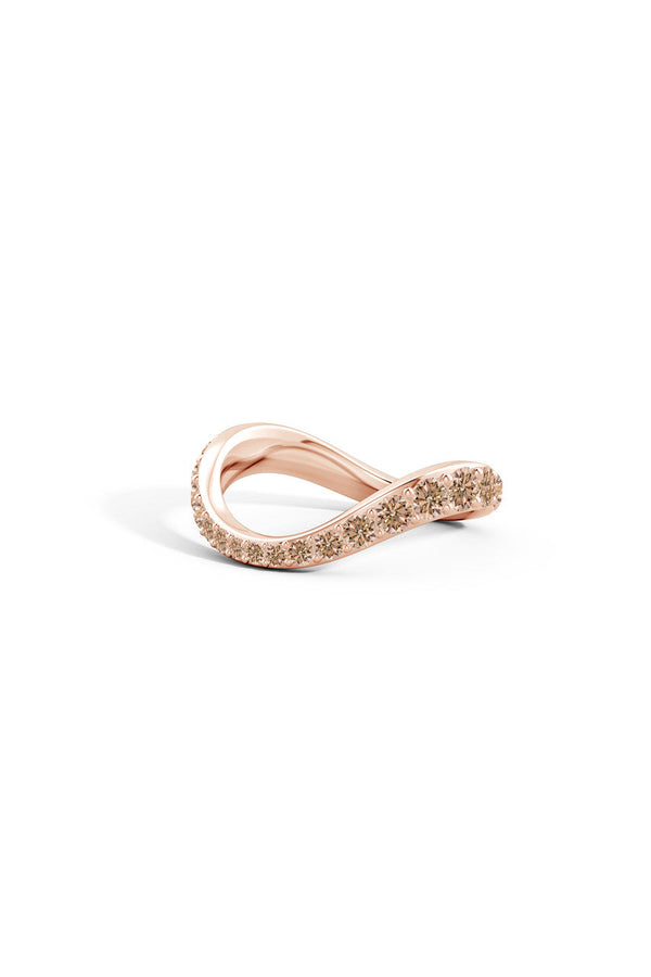 Natori Shangri-La Brushstroke 14K Gold And Coffee Diamond Full Eternity Stacking Ring 14K Rose Gold