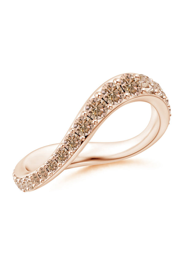 natori Shangri-La Brushstroke 14K Gold and Coffee Diamond Full Eternity Stacking Ring 14K Rose Gold
