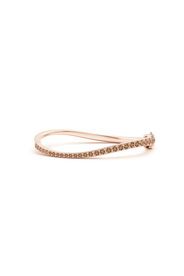 natori Shangri-La Brushstroke 14K Gold and Coffee Diamond Full Bracelet 14K Rose Gold