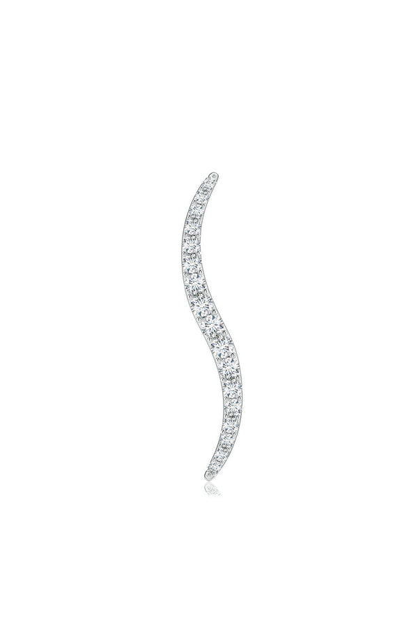 Natori Shangri-La Brushstroke 14k Gold And Diamond Brooch 14K White Gold