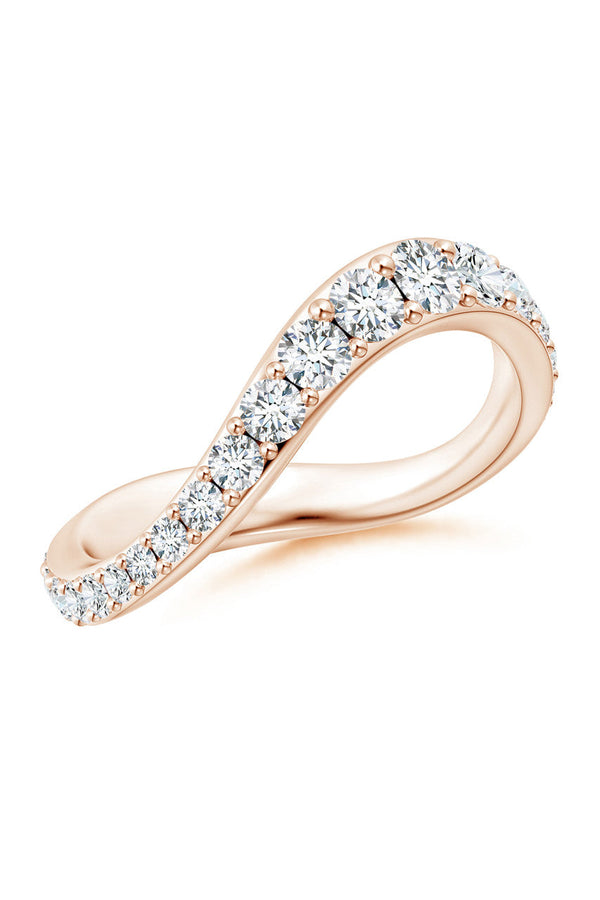 Natori Shangri-La Brushstroke 14K Gold And Diamond Full Eternity Stacking Ring 14K Rose Gold