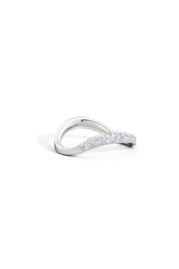 Natori Shangri-La Brushstroke 14K Gold And Diamond Half Eternity Stacking Ring 14K White Gold