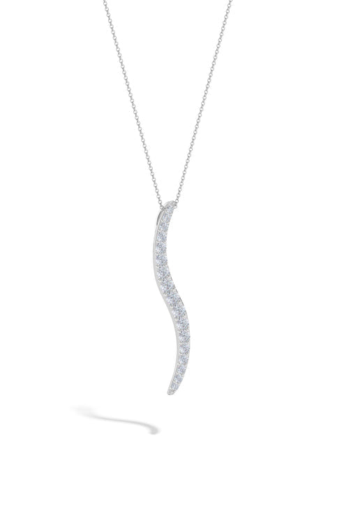 Natori Shangri-La Brushstroke 14k Gold And Diamond Large Pendant Necklace 14K White Gold