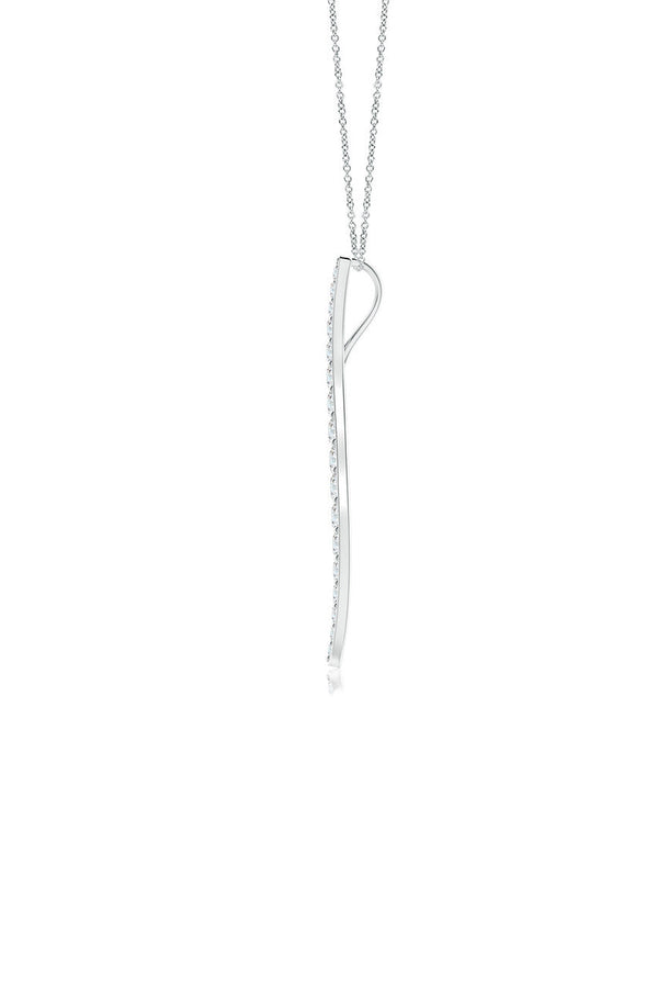 Natori Shangri-La Brushstroke 14k Gold And Diamond Large Pendant Necklace 14K White Gold