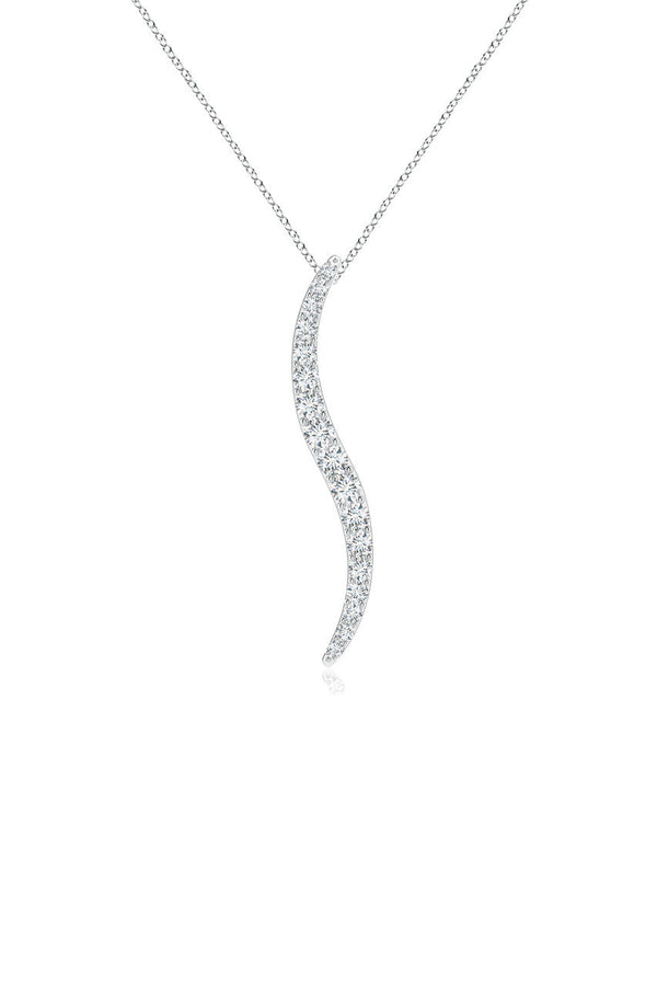 Natori Shangri-La Brushstroke 14k Gold And Diamond Large Pendant Necklace 14K White Gold