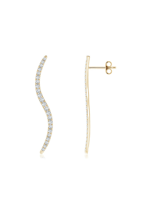Natori Shangri-La Brushstroke 14k Gold And Diamond Medium Stud Earrings 14K Yellow Gold