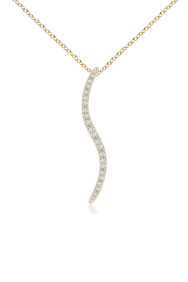 Natori Shangri-La Brushstroke 14k Gold And Diamond Medium Pendant Necklace 14K Yellow Gold