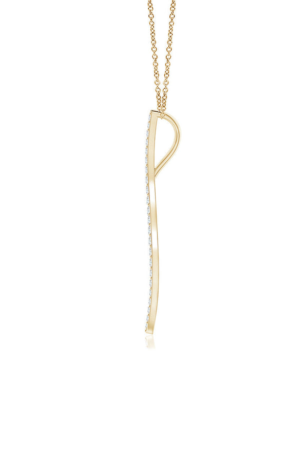 Natori Shangri-La Brushstroke 14k Gold And Diamond Medium Pendant Necklace 14K Yellow Gold