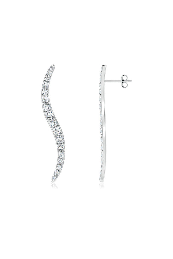 Natori Shangri-La Brushstroke 14k Gold And Diamond Stud Earrings 14K White Gold