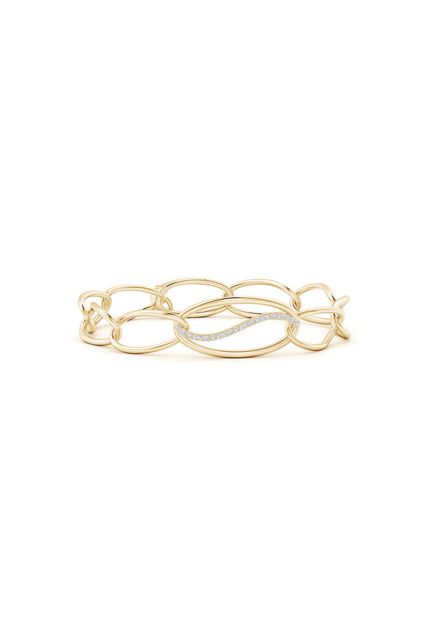 Natori Shangri-La Elliptical Yin-Yang 14K Gold And Diamond Link Bracelet 14K Yellow Gold