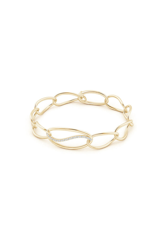 Natori Shangri-La Elliptical Yin-Yang 14K Gold And Diamond Link Bracelet 14K Yellow Gold