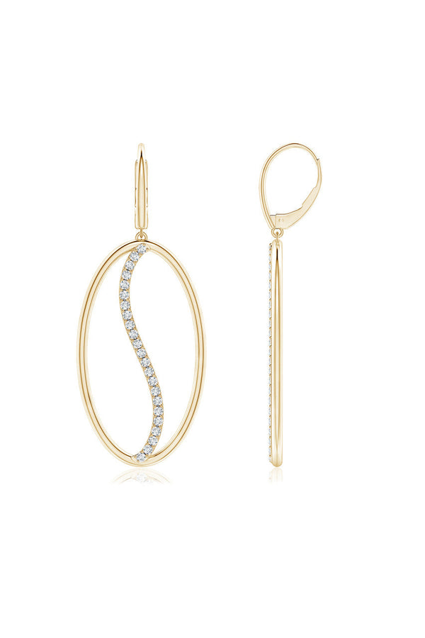 Natori Shangri-La Elliptical Yin-Yang 14K-Gold And Diamond Large Leverback Earrings 14K Yellow Gold