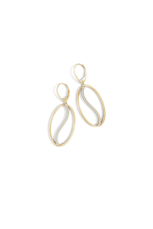 Natori Shangri-La Elliptical Yin-Yang 14K-Gold And Diamond Large Leverback Earrings 14K Yellow Gold