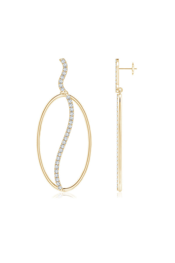 Natori Shangri-La Elliptical Yin-Yang 14K Gold And Diamond Dangle Earrings 14K Yellow Gold