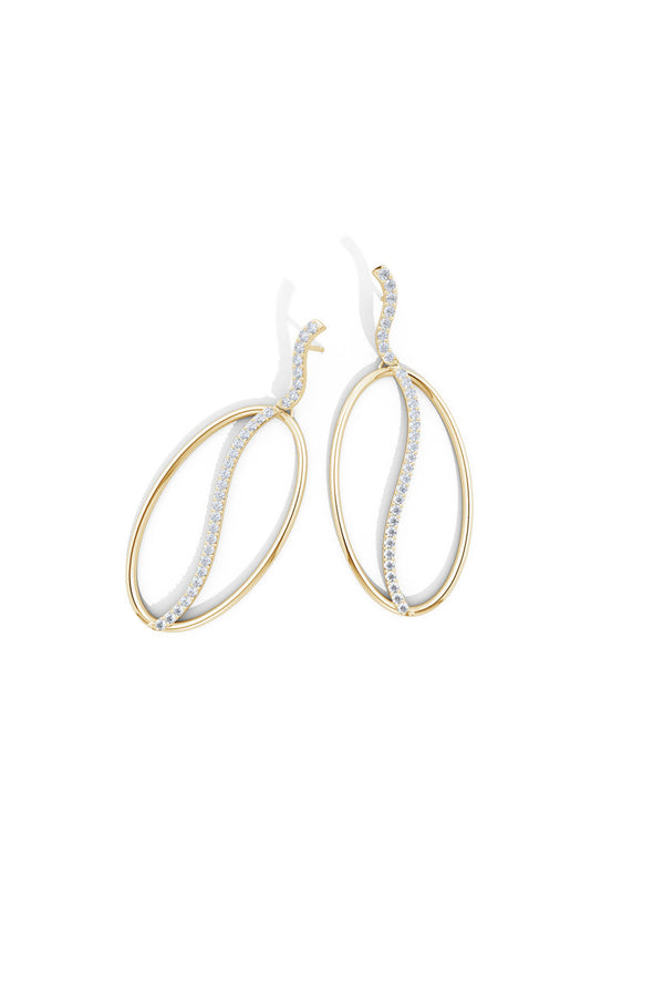 Natori Shangri-La Elliptical Yin-Yang 14K Gold And Diamond Dangle Earrings 14K Yellow Gold
