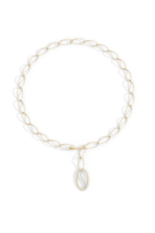 Natori Shangri-La Elliptical Yin-Yang 14K Gold And Diamond Y Necklace 14K Yellow Gold