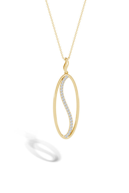 Natori Shangri-La Elliptical Yin-Yang 14K Gold And Diamond Pendant Necklace 14K Yellow Gold