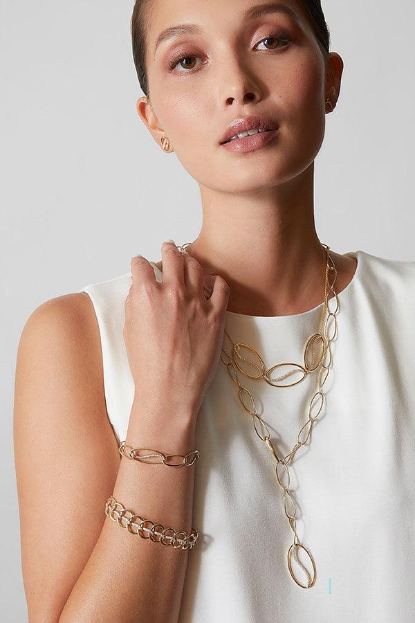 natori Shangri-La Elliptical Yin-Yang 14K Gold and Diamond Trio Necklace 14K Yellow Gold