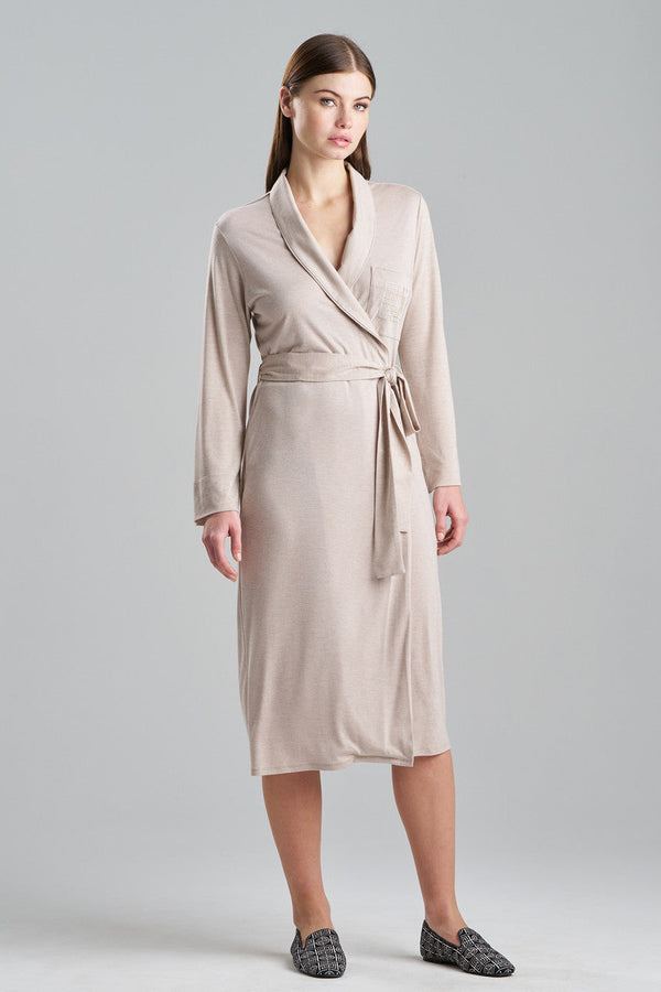 Natori Shangri-La Embroidered TENCEL™ Robe Heather Cashmere