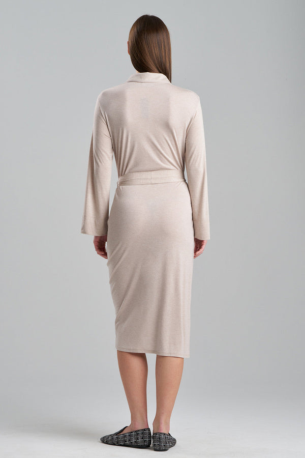 Natori Shangri-La Embroidered TENCEL™ Robe Heather Cashmere