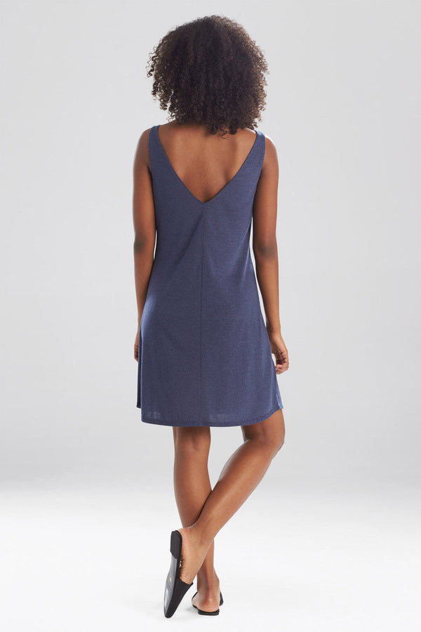 Natori Shangri-La TENCEL™ V-Neck Chemise Heather Night Blue