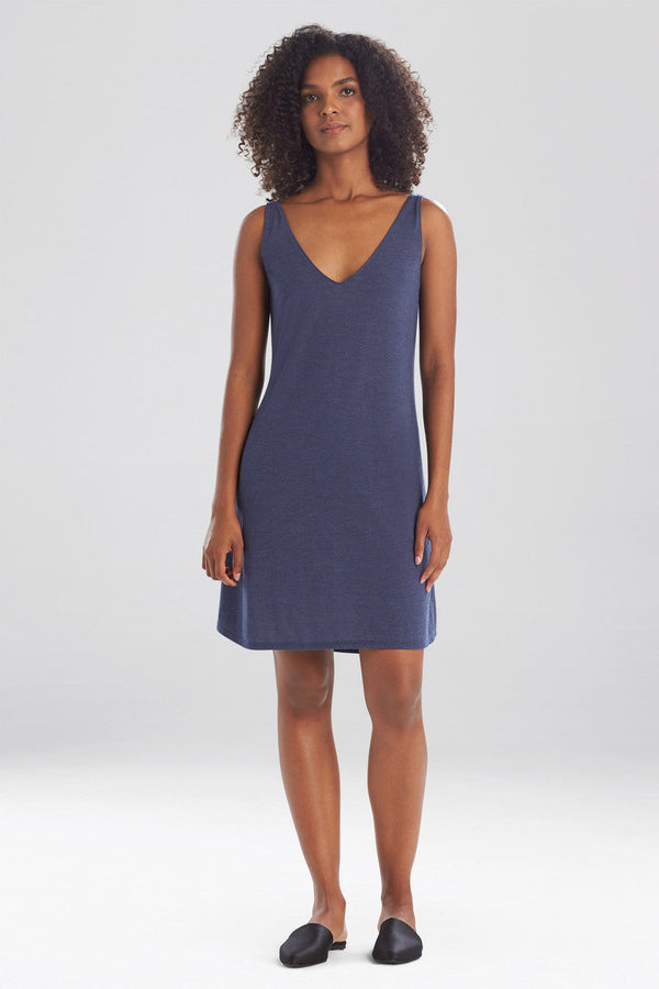 natori Shangri-La TENCEL™ V-Neck Chemise Heather Night Blue