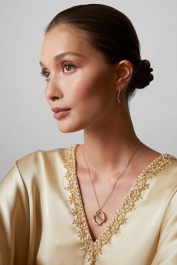 natori Shangri-La Yin-Yang 14K Gold and Diamond Knot Chain Pendant Necklace 14K Yellow Gold