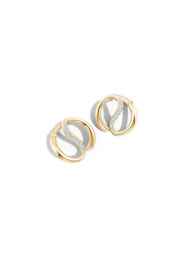 Natori Shangri-La Yin-Yang 14K Gold And Diamond Medium Button Stud Earrings 14K Yellow Gold