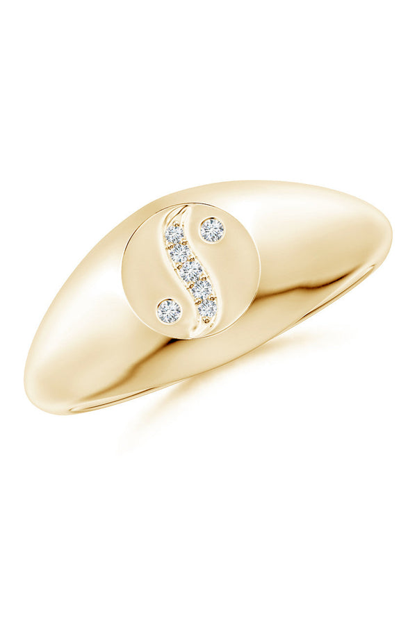 Natori Shangri-La Yin-Yang 14K Gold And Diamond Signet Ring 14K Yellow Gold