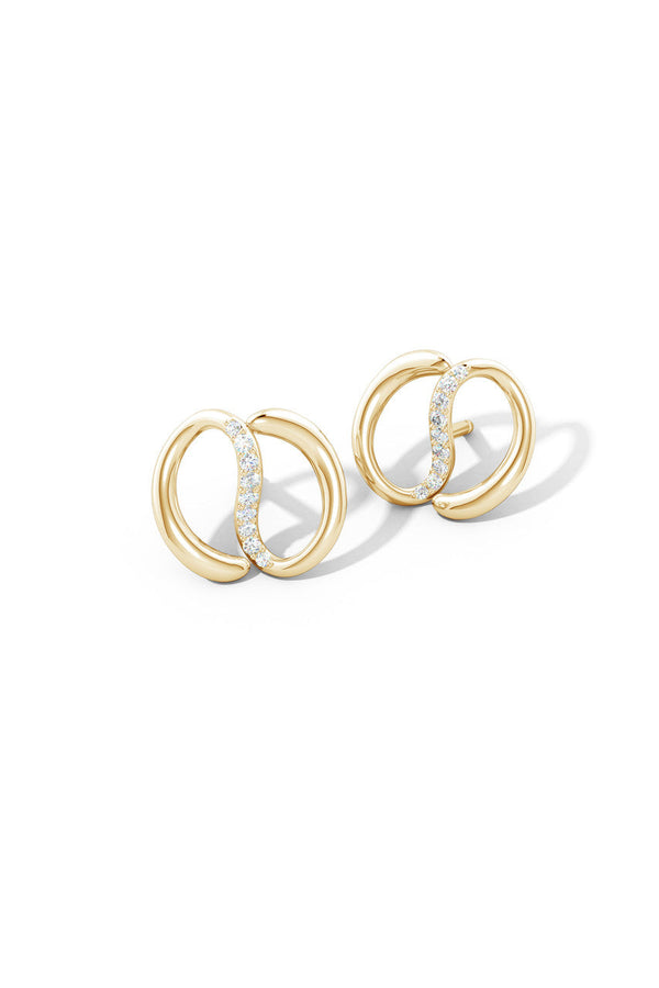 Natori Shangri-La Yin-Yang 14K Gold Diamond Stud Earrings 14K Yellow Gold