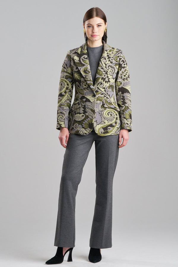 Natori Shinrin Paisley Jacquard Notch Lapel Blazer Sage