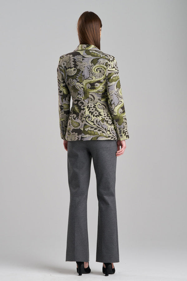 Natori Shinrin Paisley Jacquard Notch Lapel Blazer Sage