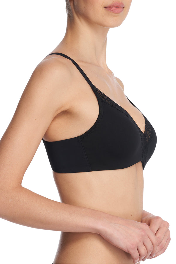 Natori Simply Lace Contour Plunge Underwire Bra Black