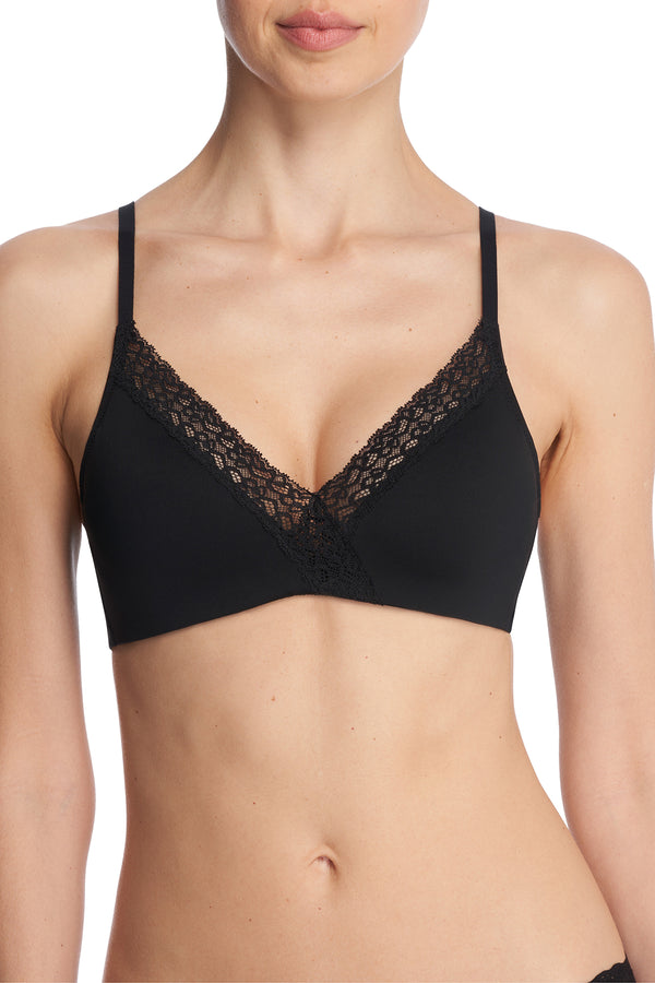 natori Simply Lace Contour Plunge Underwire Bra Black