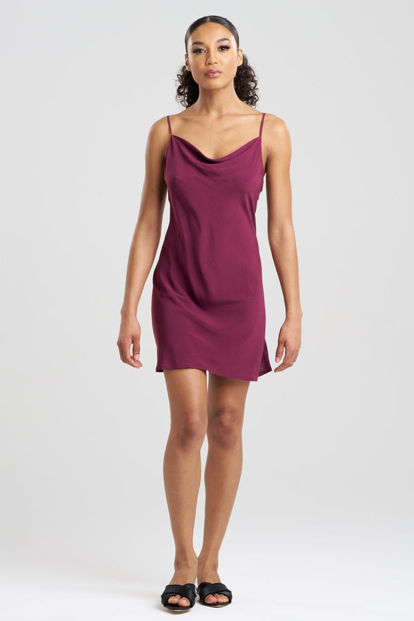 Natori Sleek Silk Modal Cowl Chemise Cherry Lacquer