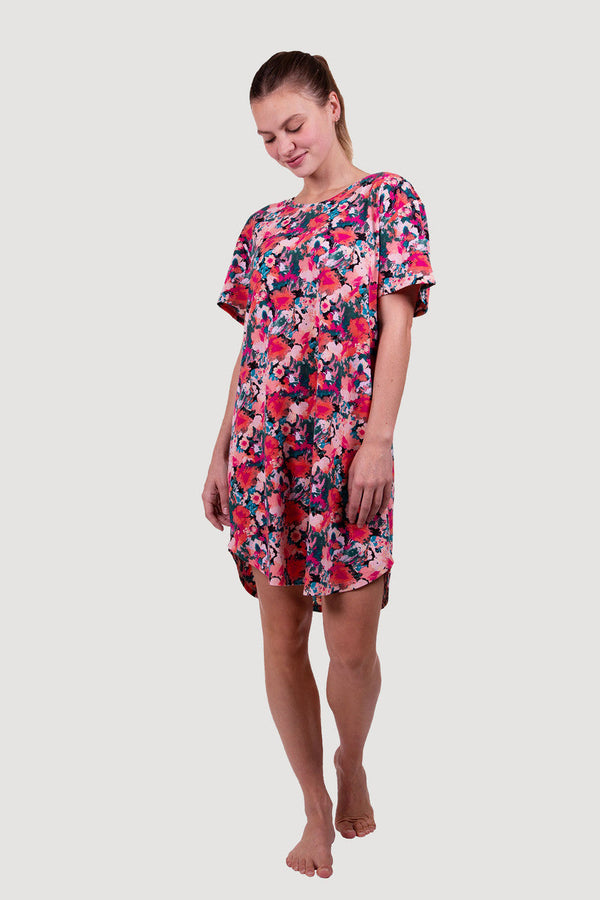 Natori Sleepshirt 2 Pack Watercolor Orange Coral/Black