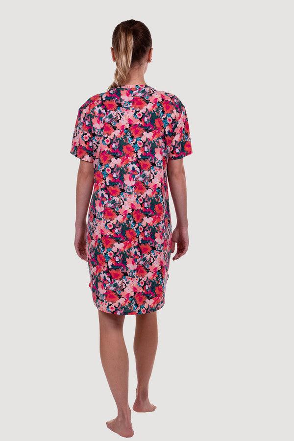 Natori Sleepshirt 2 Pack Watercolor Orange Coral/Black