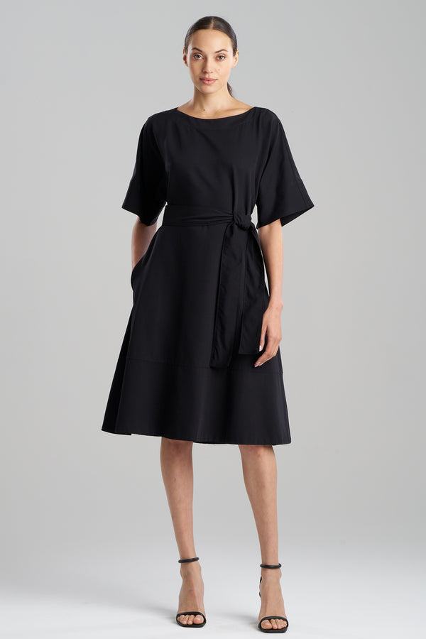 natori Solid Lightweight Woven Boatneck Dress Black