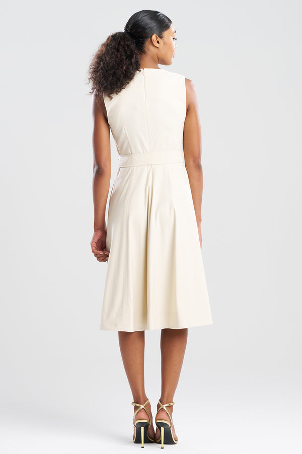 Natori Solid Lightweight Woven Embellished Fit & Flare Dress Sandstone