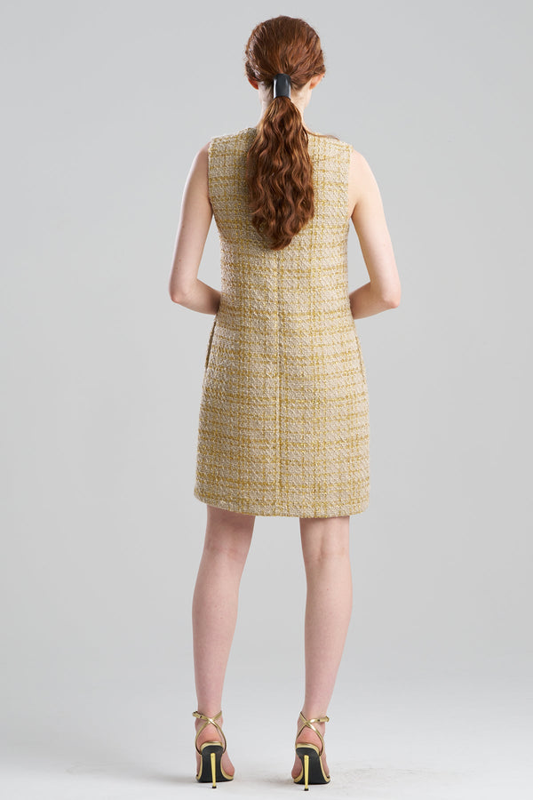 Natori Sparkle Tweed Sleeveless Shift Dress Champagne