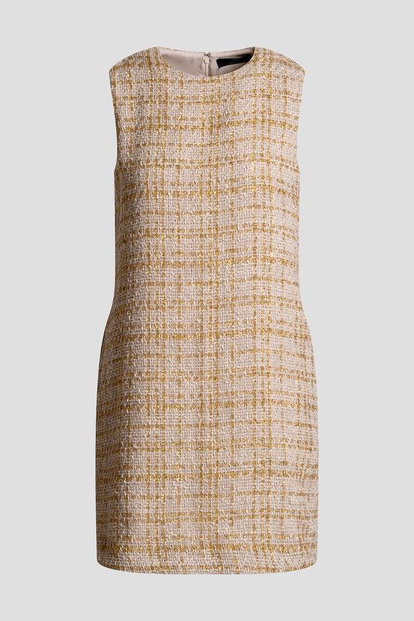 Natori Sparkle Tweed Sleeveless Shift Dress Champagne