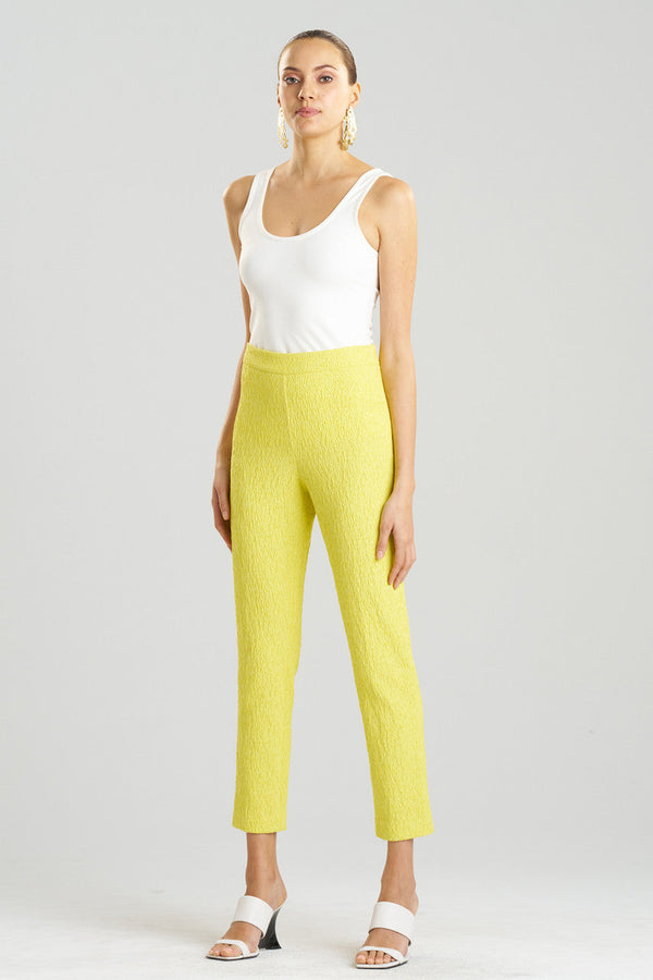 natori Stretch Texture Jacquard Ankle Pants Limoncello
