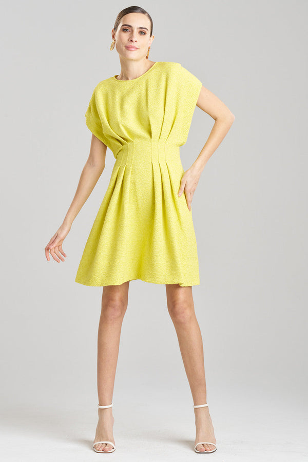 Natori Stretch Texture Jacquard Pleated Dress Limoncello