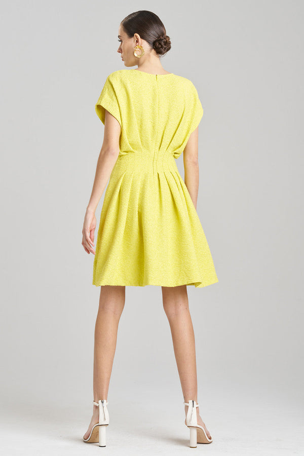 Natori Stretch Texture Jacquard Pleated Dress Limoncello