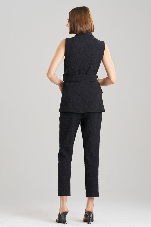 Natori Stretch Texture Jacquard Sleeveless Jacket Black
