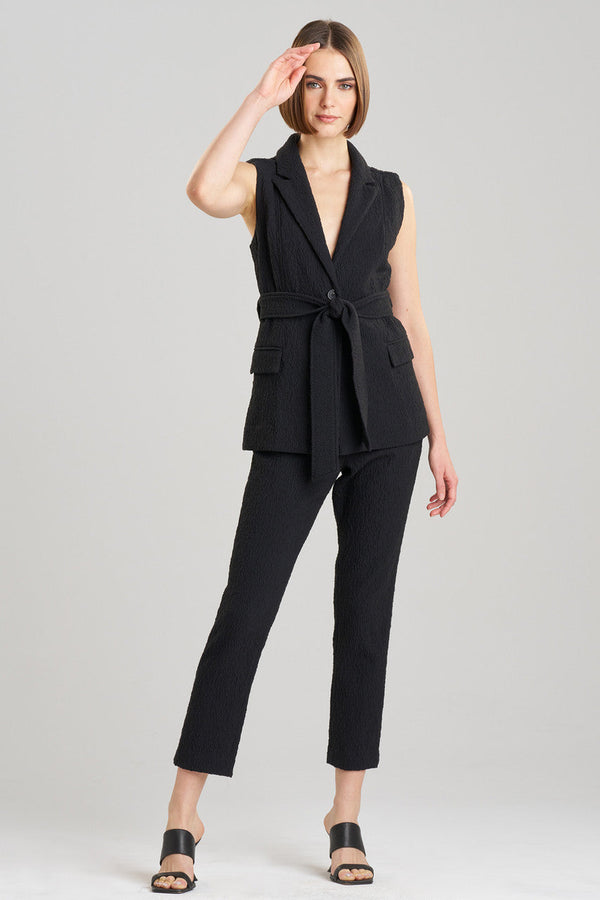 natori Stretch Texture Jacquard Sleeveless Jacket Black