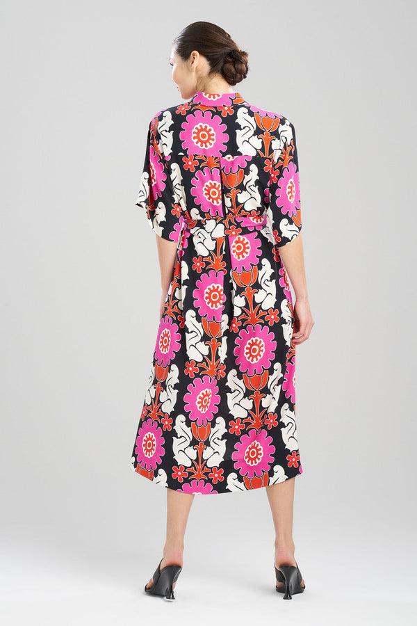 Natori Talitha Crepe A-Line Belted Shirtdress Black