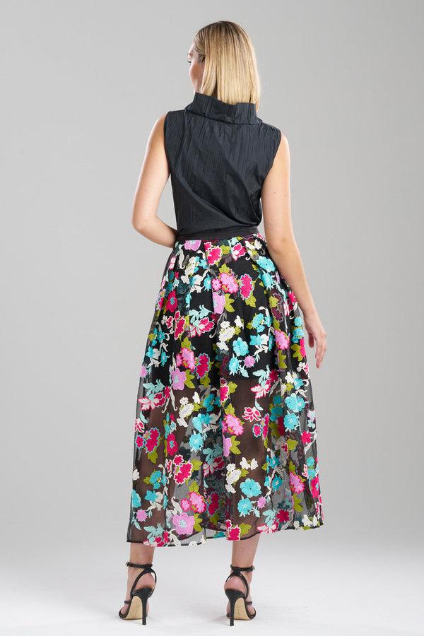Natori Tangier Embroidered Tulle Maxi Skirt Black Multi