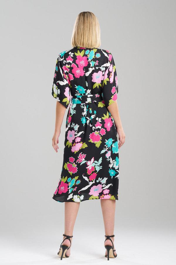 Natori Tangier Printed Silk Georgette Shirtdress Black Multi